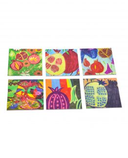 תחתיות לכוסות עם ציורי רימונים